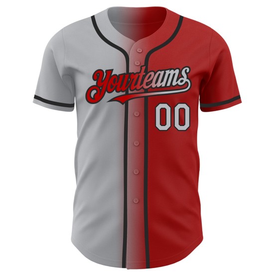 Maillot de baseball tendance dégradé rouge gris-noir authentique personnalisé Maillot de baseball tendance dégradé rouge gris-noir authentique personnalisé