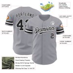 Maillot de baseball personnalisé authentique noir et blanc gris Maillot de baseball personnalisé authentique noir et blanc gris