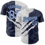 Maillot de baseball authentique à motif graffiti bleu marine clair 3D Maillot de baseball authentique à motif graffiti bleu marine clair 3D
