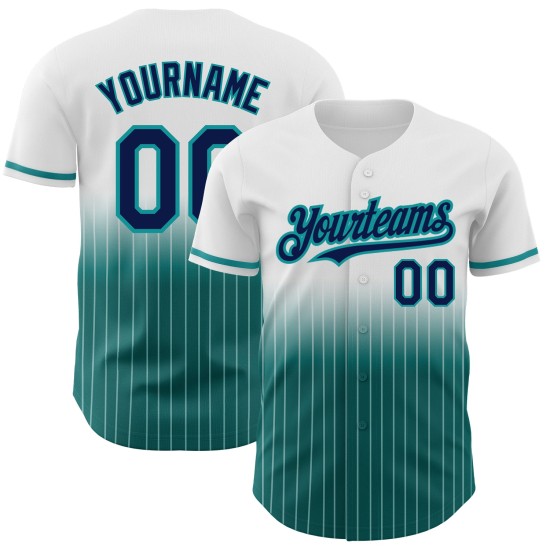 Maillot de baseball authentique à rayures fines, personnalisé, bleu marine et blanc Maillot de baseball authentique à rayures fines, personnalisé, bleu marine et blanc
