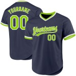 Maillot de baseball bleu marine authentique, vert fluo et blanc, rétro, personnalisé Maillot de baseball bleu marine authentique, vert fluo et blanc, rétro, personnalisé