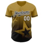 Maillot de baseball 3D dégradé personnalisé, motif étoile doré, noir et blanc authentique, design scintillant Maillot de baseball 3D dégradé personnalisé, motif étoile doré, noir et blanc authentique, design scintillant