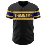Maillot de baseball personnalisé jaune royal noir authentique Maillot de baseball personnalisé jaune royal noir authentique