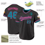 Maillot de baseball personnalisé authentique rose sarcelle noir rétro Maillot de baseball personnalisé authentique rose sarcelle noir rétro