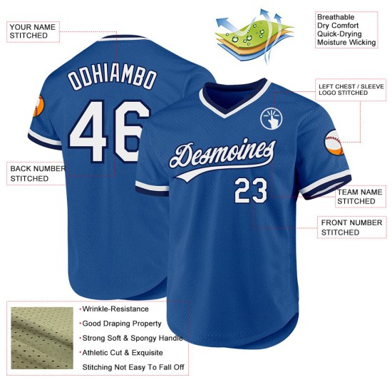 Maillot de baseball personnalisé bleu, blanc et bleu marine Maillot de baseball personnalisé bleu, blanc et bleu marine