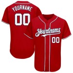 Maillot de baseball personnalisé blanc-bleu marine authentique rouge Maillot de baseball personnalisé blanc-bleu marine authentique rouge