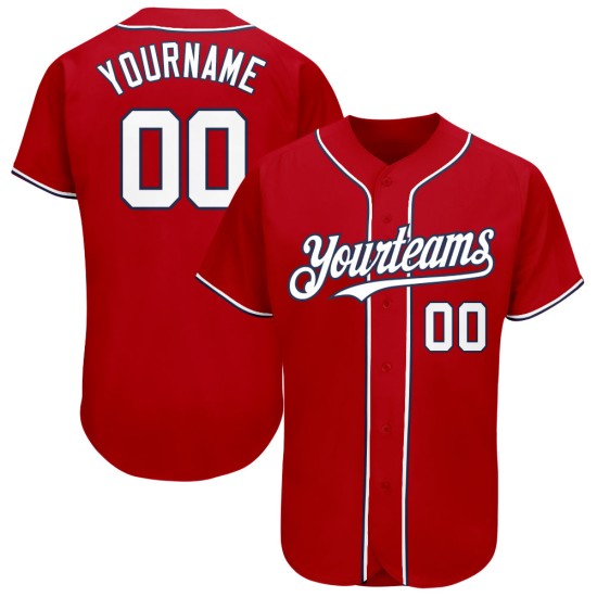 Maillot de baseball personnalisé blanc-bleu marine authentique rouge Maillot de baseball personnalisé blanc-bleu marine authentique rouge