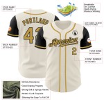 Maillot de baseball authentique couleur crème, deux couleurs or et noir Maillot de baseball authentique couleur crème, deux couleurs or et noir