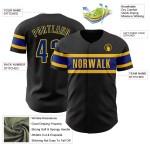Maillot de baseball personnalisé jaune royal noir authentique Maillot de baseball personnalisé jaune royal noir authentique
