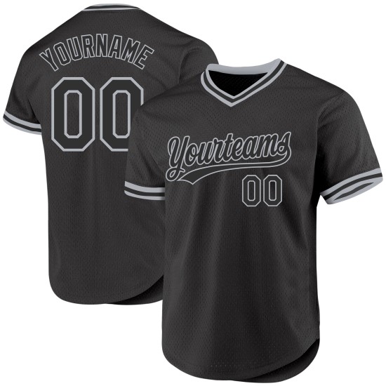 Maillot de baseball personnalisé gris noir authentique Maillot de baseball personnalisé gris noir authentique