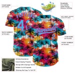 Maillot de baseball 3D authentique rose ciel, motif palmiers chauds, arbres tropicaux bleus hawaïens Maillot de baseball 3D authentique rose ciel, motif palmiers chauds, arbres tropicaux bleus hawaïens
