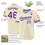 Maillot de baseball authentique violet et blanc personnalisé crème Maillot de baseball authentique violet et blanc personnalisé crème