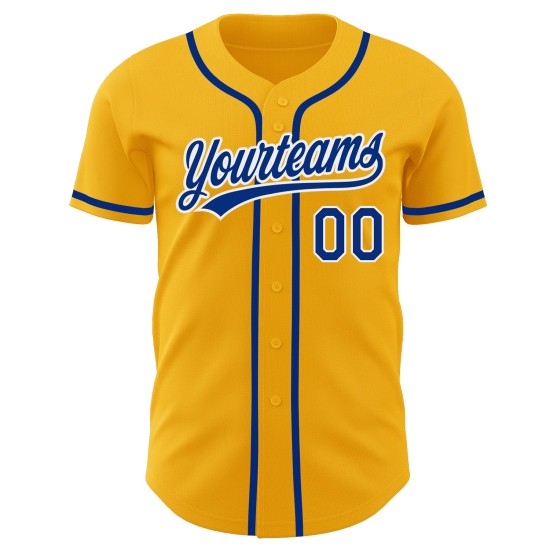 Maillot de baseball personnalisé Royal-White Gold Authentic Maillot de baseball personnalisé Royal-White Gold Authentic