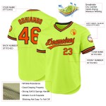 Maillot de baseball vert rétro orange fluo-noir authentique personnalisé Maillot de baseball vert rétro orange fluo-noir authentique personnalisé