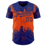 Maillot de baseball 3D grunge avec motif orange et abstrait royal Maillot de baseball 3D grunge avec motif orange et abstrait royal