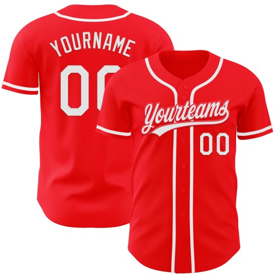 Maillot de baseball personnalisé blanc rouge authentique Maillot de baseball personnalisé blanc rouge authentique