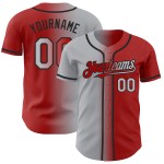 Maillot de baseball tendance dégradé rouge gris-noir authentique personnalisé Maillot de baseball tendance dégradé rouge gris-noir authentique personnalisé