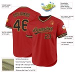 Maillot de baseball personnalisé noir et ancien, authentique et doré, rouge rétro Maillot de baseball personnalisé noir et ancien, authentique et doré, rouge rétro