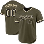 Service personnalisé rétro noir-crème Salute Authentic To Jersey Baseball Olive Service personnalisé rétro noir-crème Salute Authentic To Jersey Baseball Olive
