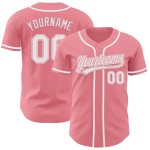 Maillot de baseball blanc moyen rose personnalisé authentique Maillot de baseball blanc moyen rose personnalisé authentique