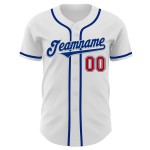 Maillot de baseball personnalisé authentique blanc rouge-royal Maillot de baseball personnalisé authentique blanc rouge-royal