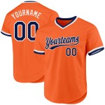 Maillot de baseball rétro bleu marine-blanc personnalisé authentique orange Maillot de baseball rétro bleu marine-blanc personnalisé authentique orange