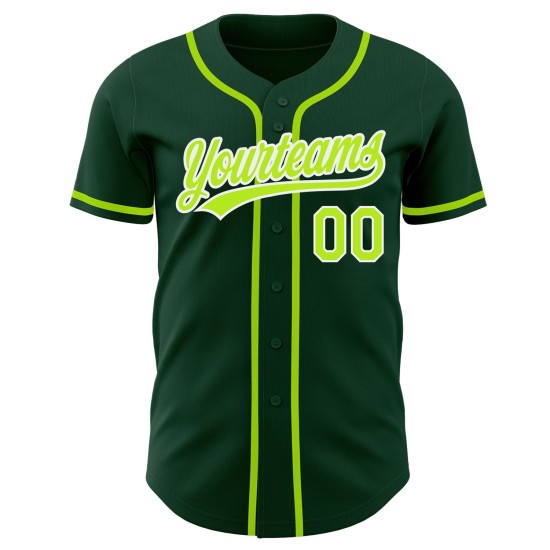 Maillot de baseball personnalisé authentique vert fluo vert-blanc Maillot de baseball personnalisé authentique vert fluo vert-blanc