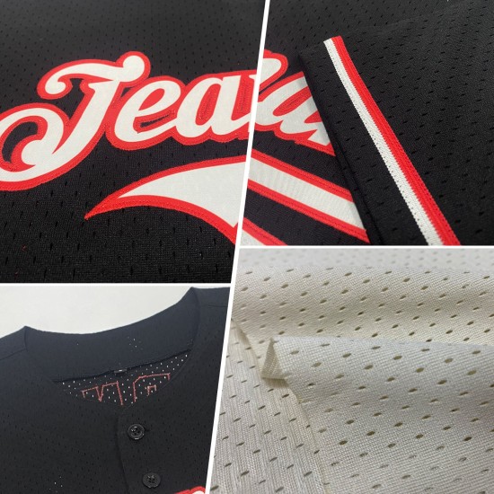 Maillot de baseball rétro personnalisé authentique crème maille cramoisie Maillot de baseball rétro personnalisé authentique crème maille cramoisie