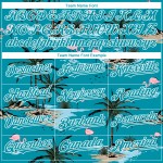 Palm Teal Tropical Hawaii 3D Arbres Authentique Jersey Blanc Baseball Motif Personnalisé Conception Palm Teal Tropical Hawaii 3D Arbres Authentique Jersey Blanc Baseball Motif Personnalisé Conception