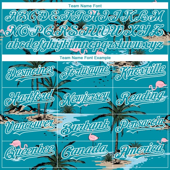 Palm Teal Tropical Hawaii 3D Arbres Authentique Jersey Blanc Baseball Motif Personnalisé Conception Palm Teal Tropical Hawaii 3D Arbres Authentique Jersey Blanc Baseball Motif Personnalisé Conception