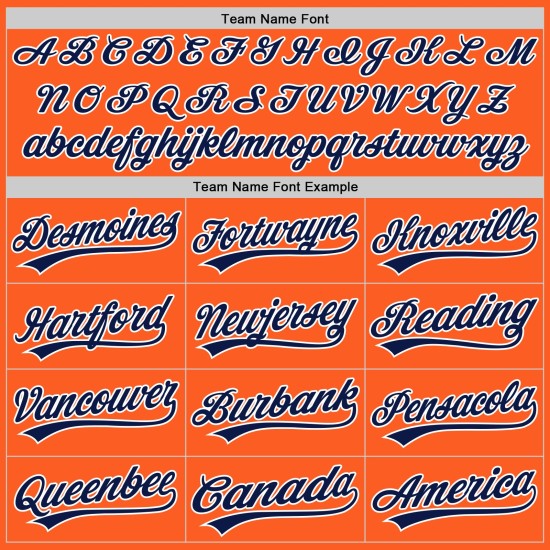 Maillot de baseball rétro bleu marine-blanc personnalisé authentique orange Maillot de baseball rétro bleu marine-blanc personnalisé authentique orange