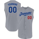 Maillot de baseball gris authentique sans manches Royal-Red Maillot de baseball gris authentique sans manches Royal-Red
