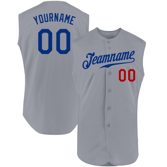 Maillot de baseball gris authentique sans manches Royal-Red Maillot de baseball gris authentique sans manches Royal-Red
