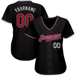 Maillot de baseball personnalisé rouge-royal authentique noir Maillot de baseball personnalisé rouge-royal authentique noir