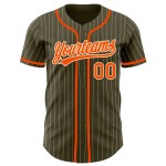 Maillot de baseball Orange City Salute Pinstripe authentique personnalisé crème pour service Olive Maillot de baseball Orange City Salute Pinstripe authentique personnalisé crème pour service Olive