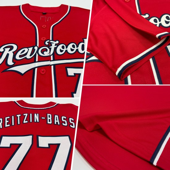 Maillot de baseball personnalisé blanc-bleu marine authentique rouge Maillot de baseball personnalisé blanc-bleu marine authentique rouge