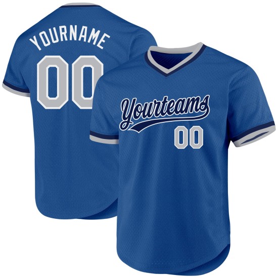Maillot de baseball bleu authentique bleu marine et blanc, gris, personnalisé Maillot de baseball bleu authentique bleu marine et blanc, gris, personnalisé
