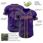 Maillot de baseball personnalisé en acier, gris, authentique, doré, violet Maillot de baseball personnalisé en acier, gris, authentique, doré, violet