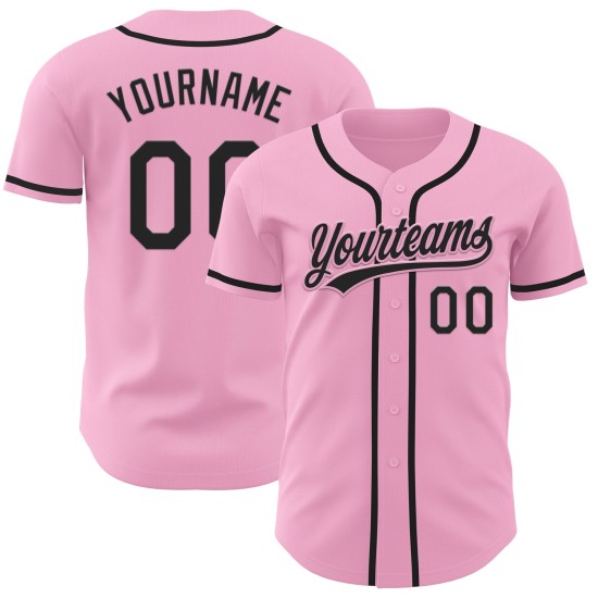 Maillot de baseball rose noir clair authentique personnalisé Maillot de baseball rose noir clair authentique personnalisé