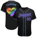 Maillot de baseball personnalisé Love For Heart bleu LGBT, couleur arc-en-ciel, violet clair, Love Is Pride, noir Maillot de baseball personnalisé Love For Heart bleu LGBT, couleur arc-en-ciel, violet clair, Love Is Pride, noir