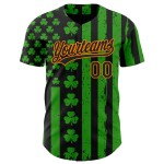 Maillot de baseball personnalisé 3D vert orange de la Saint-Patrick Black-Bay Maillot de baseball personnalisé 3D vert orange de la Saint-Patrick Black-Bay