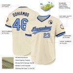 Maillot de baseball rétro bleu marine clair, authentique et personnalisé, crème Maillot de baseball rétro bleu marine clair, authentique et personnalisé, crème