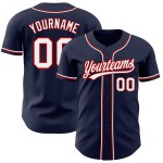 Maillot de baseball authentique personnalisé blanc-rouge bleu marine Maillot de baseball authentique personnalisé blanc-rouge bleu marine