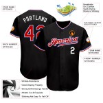 Maillot de baseball personnalisé rouge-royal authentique noir Maillot de baseball personnalisé rouge-royal authentique noir
