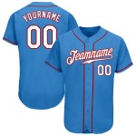 Maillot de baseball blanc-rouge authentique Powder Custom Blue Maillot de baseball blanc-rouge authentique Powder Custom Blue