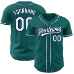 Maillot de baseball authentique personnalisé blanc-bleu marine sarcelle Maillot de baseball authentique personnalisé blanc-bleu marine sarcelle