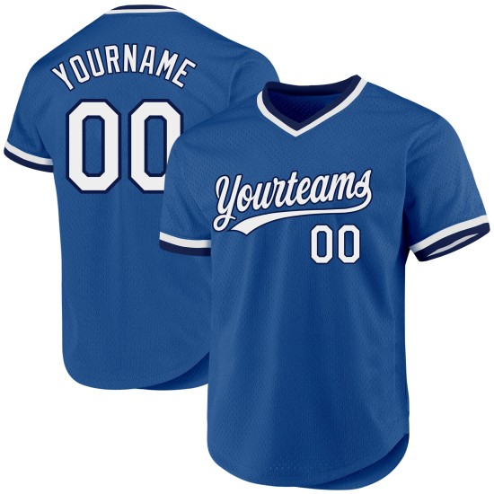 Maillot de baseball personnalisé bleu, blanc et bleu marine Maillot de baseball personnalisé bleu, blanc et bleu marine