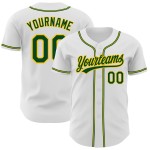 Maillot de baseball vert-or authentique blanc personnalisé Maillot de baseball vert-or authentique blanc personnalisé