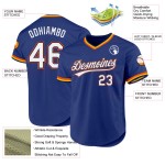 Maillot de baseball rétro bleu marine-orange authentique personnalisé Royal Maillot de baseball rétro bleu marine-orange authentique personnalisé Royal