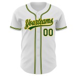 Maillot de baseball vert-or authentique blanc personnalisé Maillot de baseball vert-or authentique blanc personnalisé